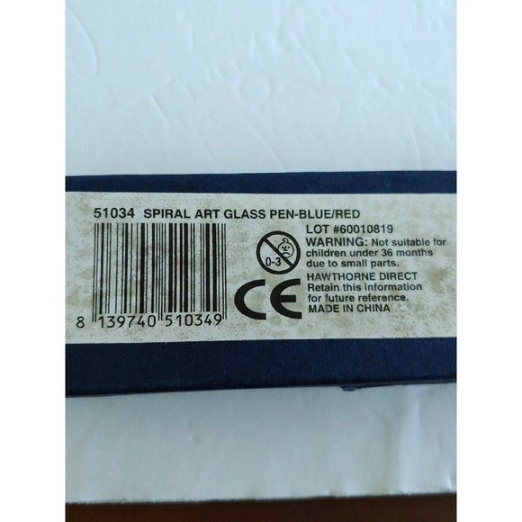 Spiral Blue and Red Art Glass Writing Pen - Picture 4 of 6